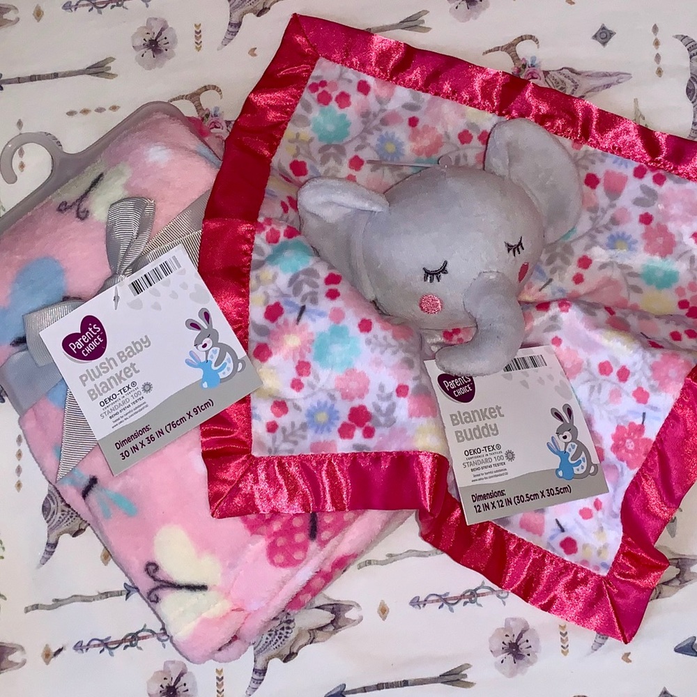 🦋 🐘 NWT Plush Blanket & Buddy